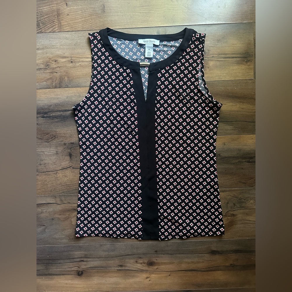 White House Black Market Sleeveless Geometric Blouse XS Workwear Top - Picture 1 of 8